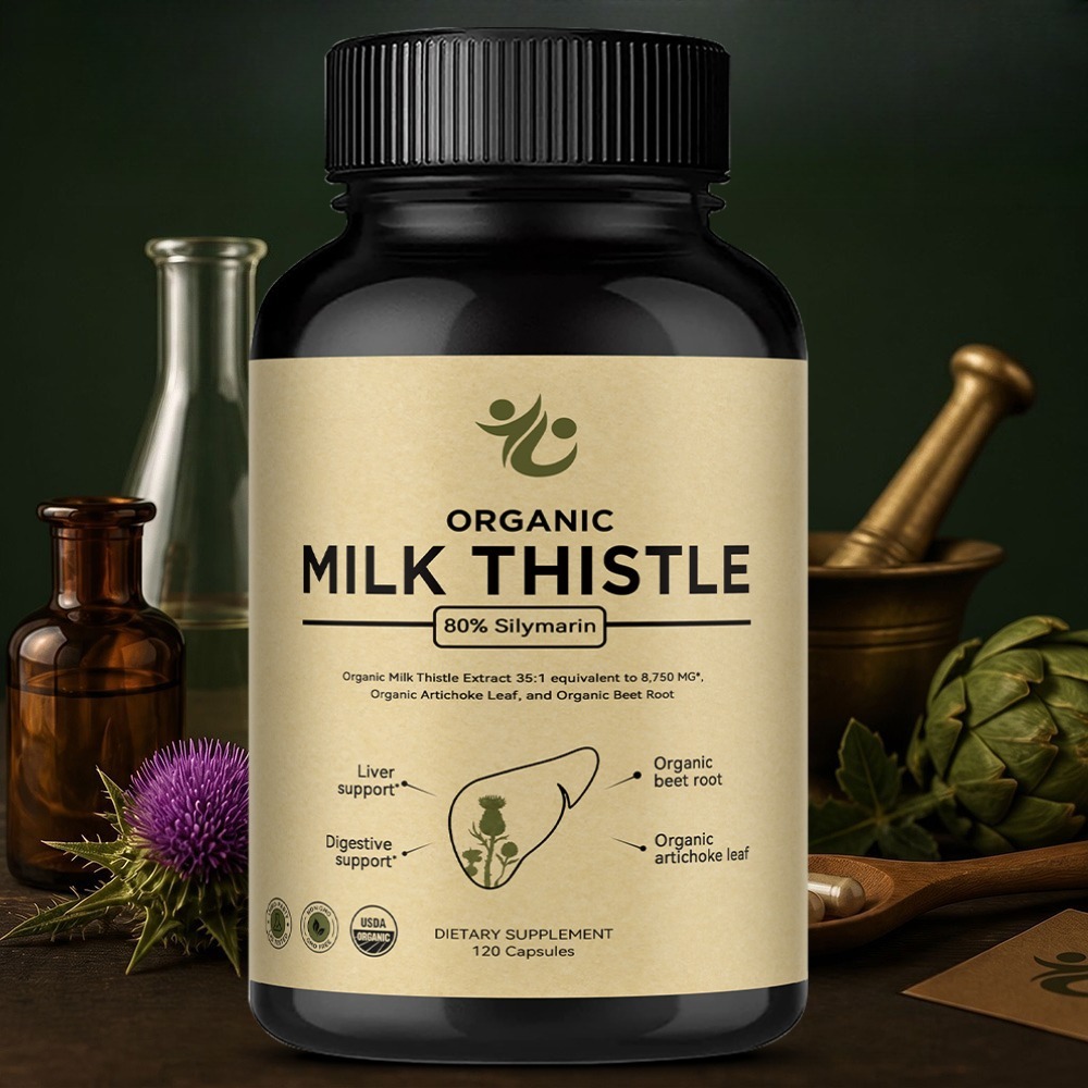 Milk Thistle Silymarin - 밀크시슬 간 해독 캡슐, 80% 실리마린