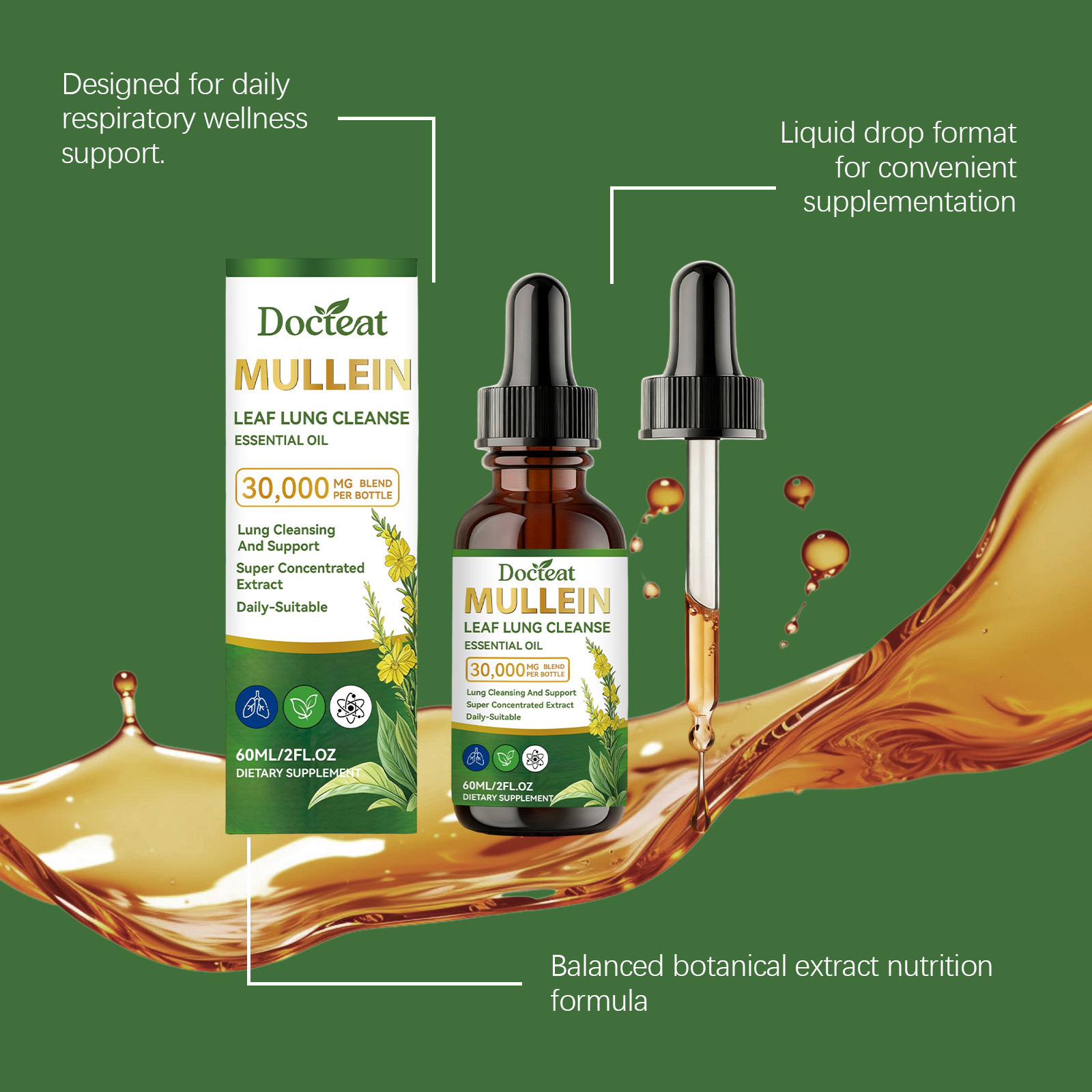 멀레인 잎액상액 드롭스, 흡연자 폐 정화 지원, 건강한 - Herbal Wellness Tincture 리뷰 및 가격